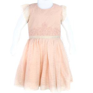 Primark Girls' "Little Stiches" Blush & Gold Floral Embroidered Tulle Dress